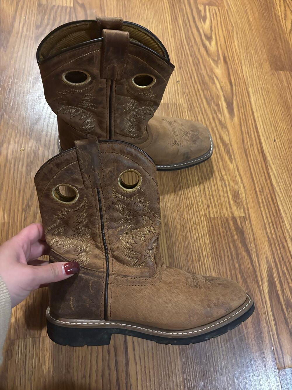 Dan Post Brown Leather Cowboy Western Calf Short Boots